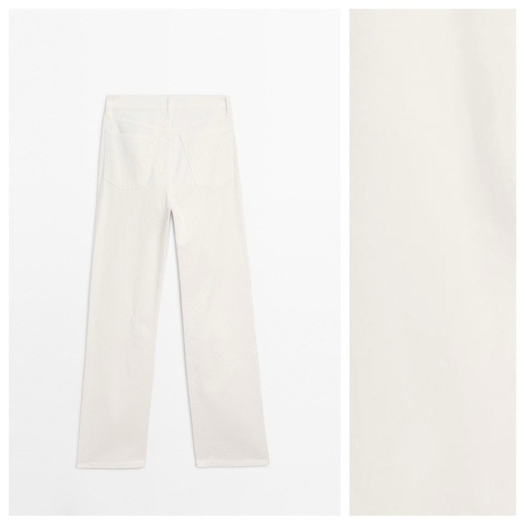 NWT. Massimo Dutti Off White Straight-Leg  High-Waist Denim Trousers. Size 6. - Picture 6 of 11